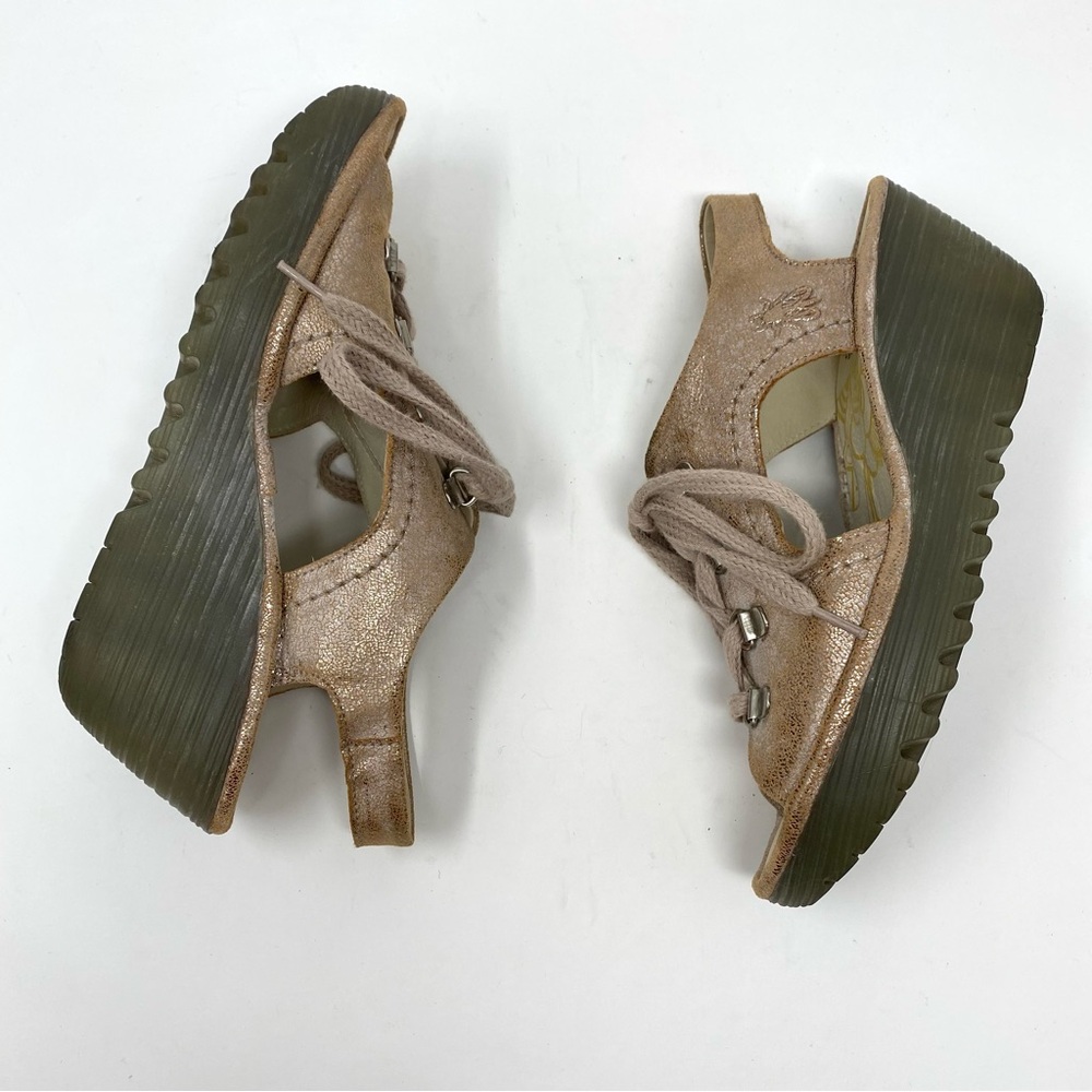 Fly London Ylfa Lace-Up Leather Platform Wedge Sandal - Picture 2 of 14